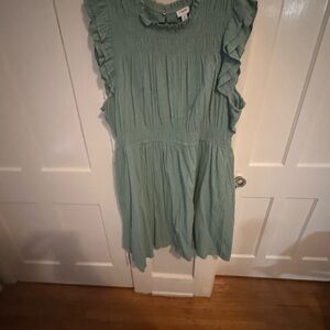 J. Crew Sage Green Ruffle Dress